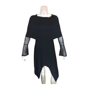 Women Black Cowl Neck Asymmetric Dress